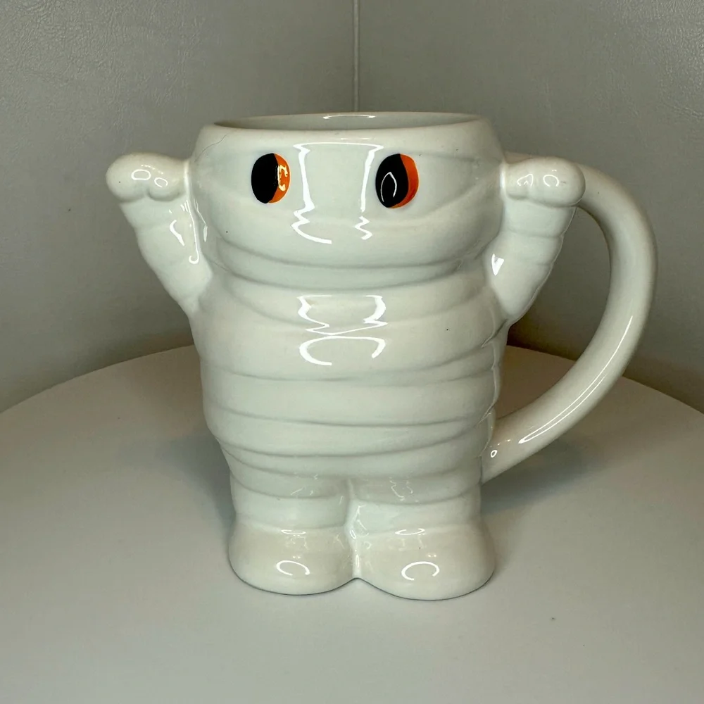 White Stoneware Halloween Holiday Mummy Mug Cup by Hyde and Eek